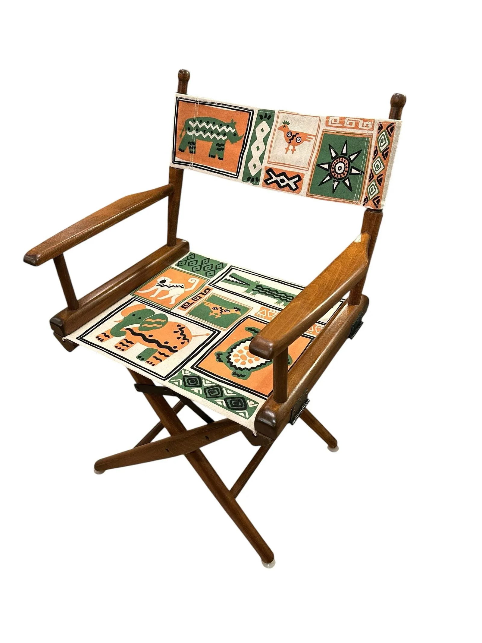 Walnut Directors Chair FoldingCongo Bongo Canvas Textile - 9