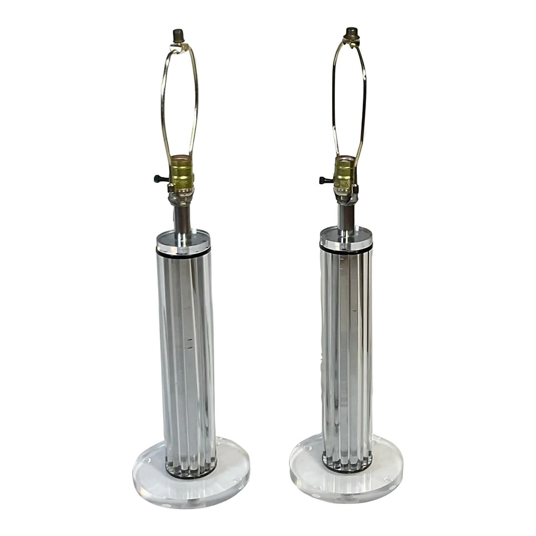 Pair 1970s Columnar Lucite Rods Lamp, in the Style of Charles Hollis Jones (1 of 10)
