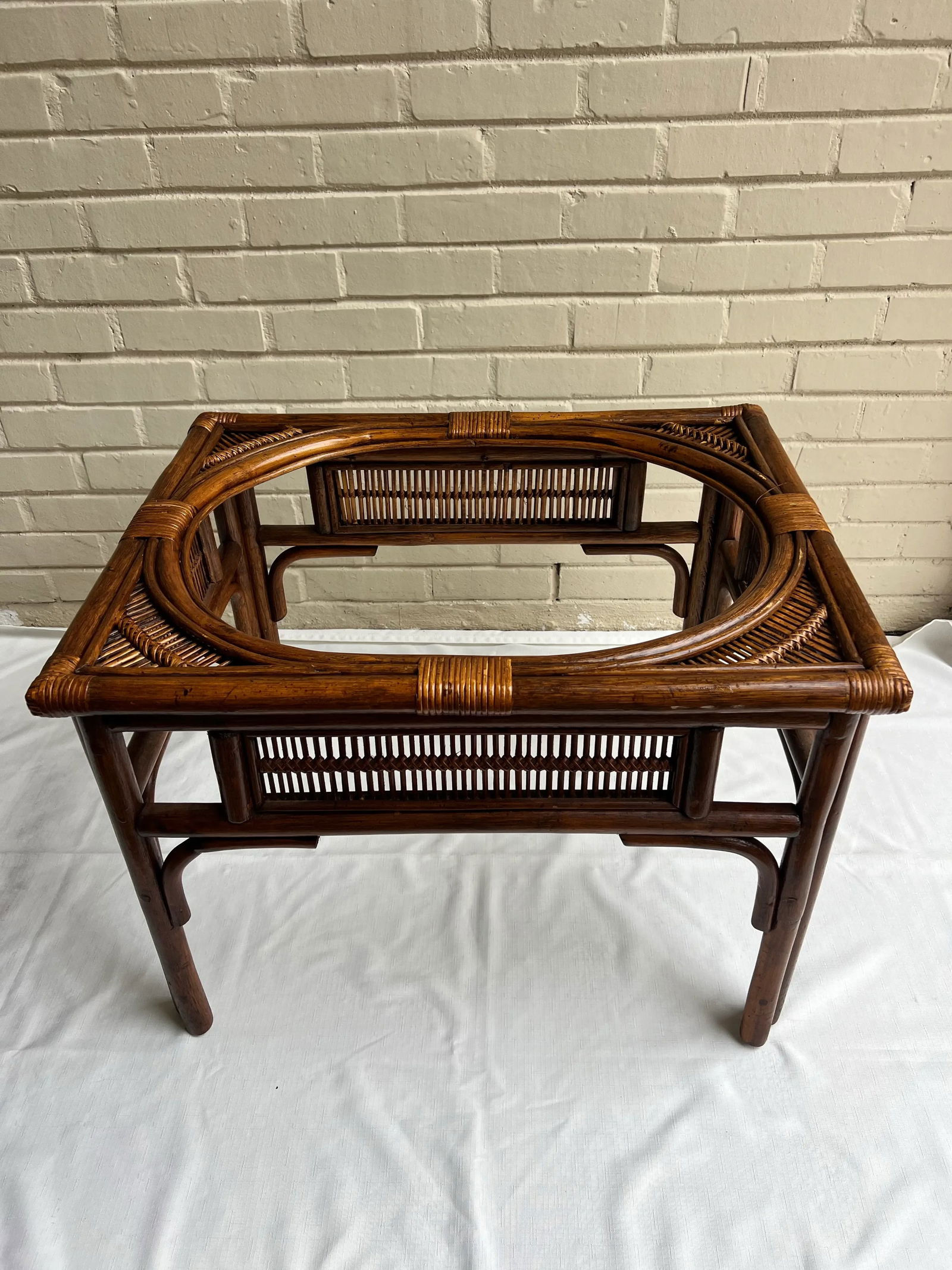 Vintage Franco Albini Style Rattan and Split Reed Side Table - 7