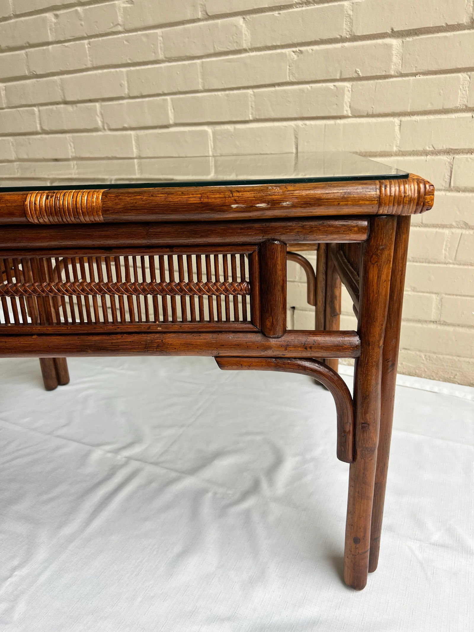 Vintage Franco Albini Style Rattan and Split Reed Side Table - 9