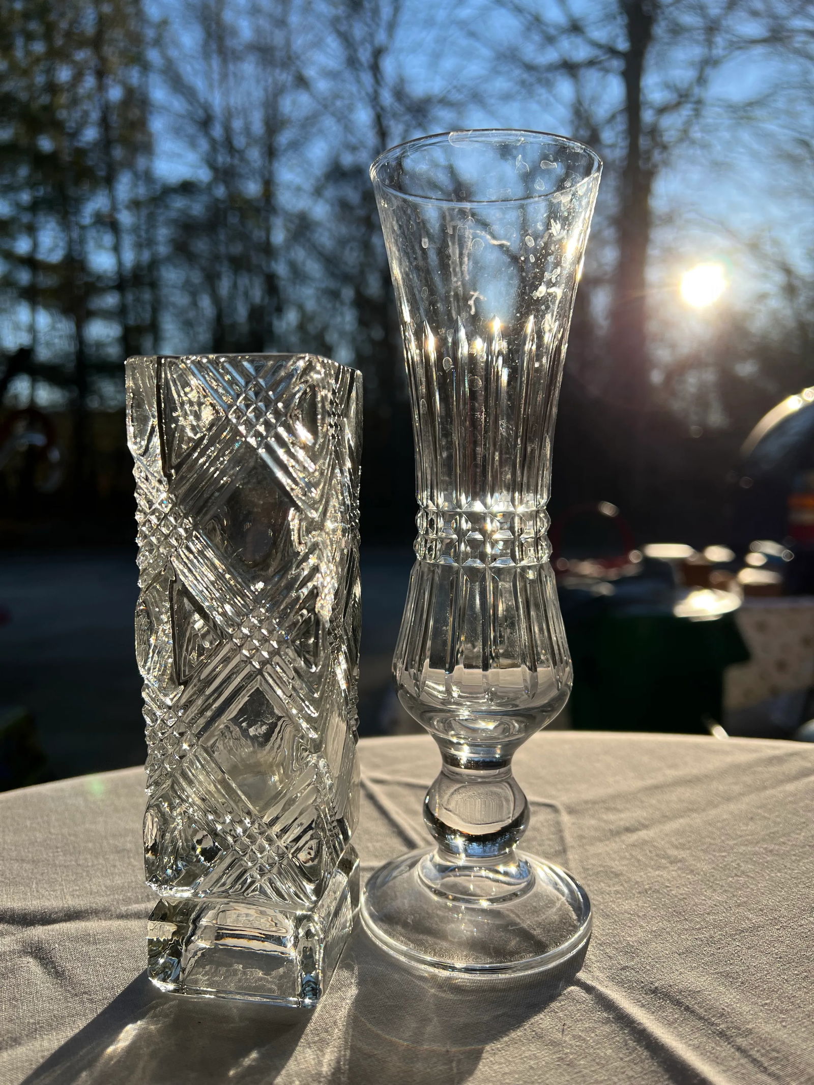 1970s Crystal Vases - A Pair - 3