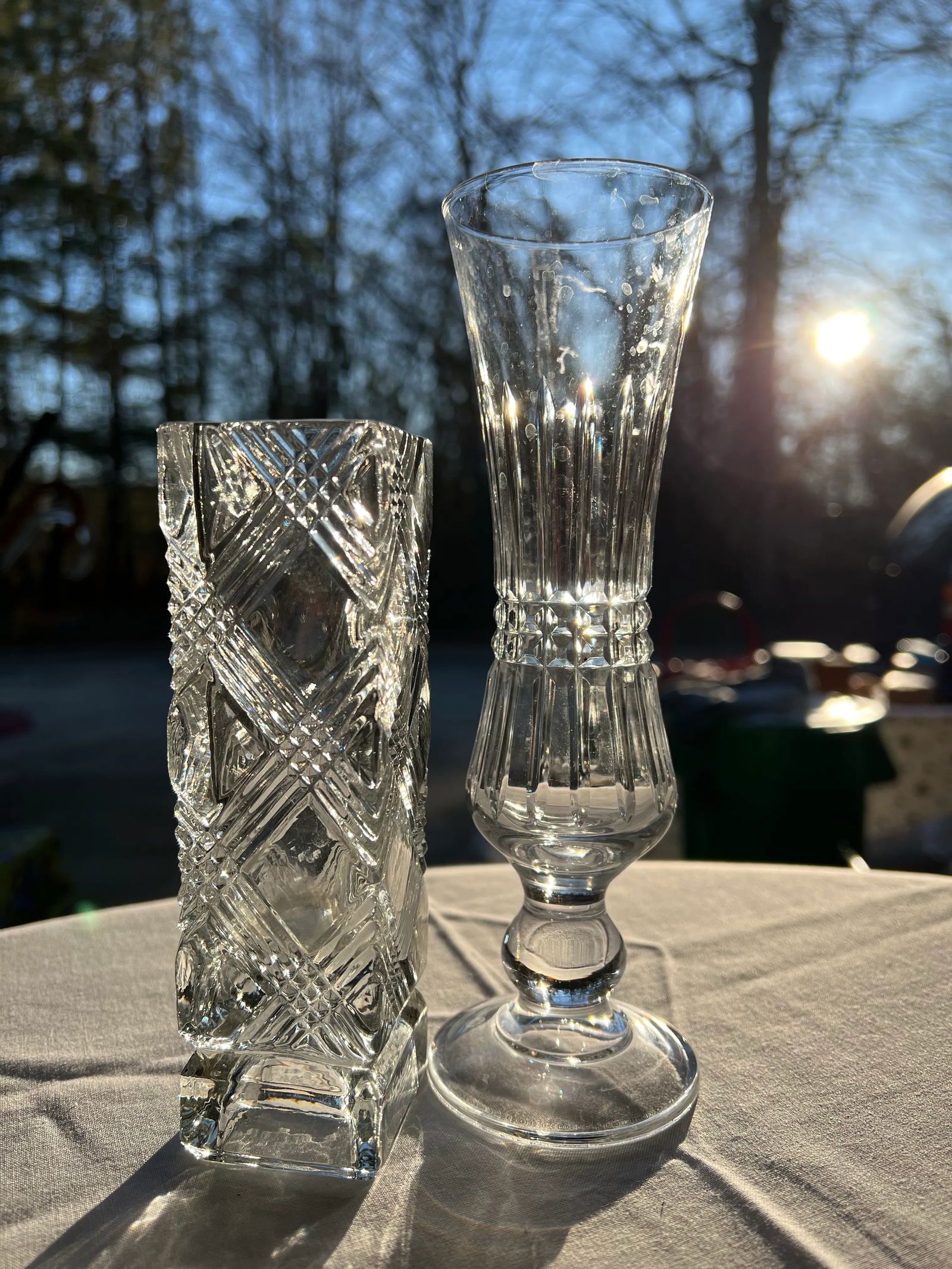 1970s Crystal Vases - A Pair - 4