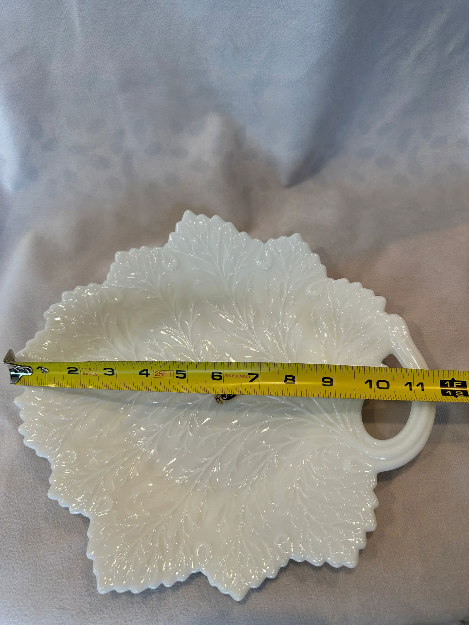 Fenton Milk Glass Handled Leaf Platter - 7