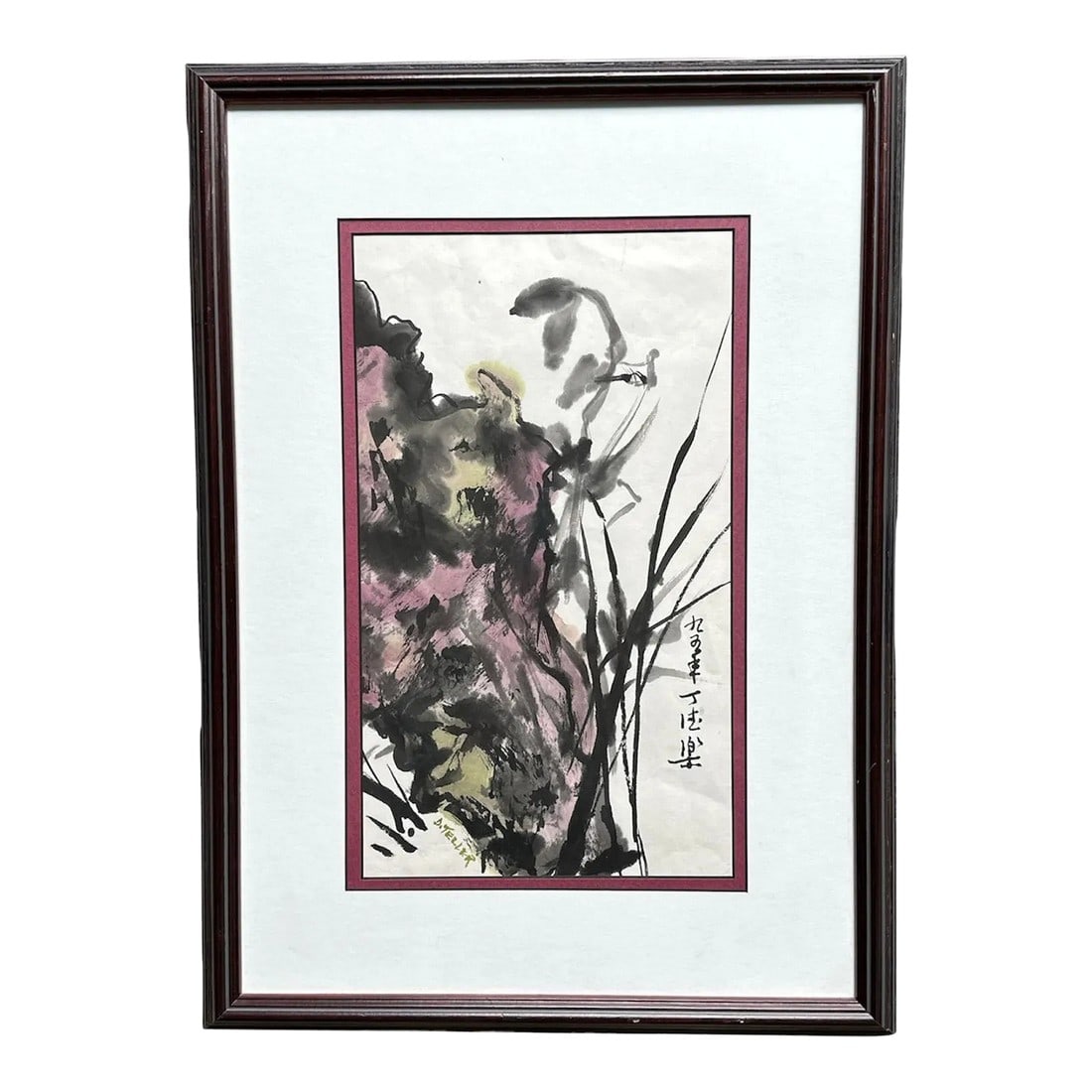 Original Signed Sumi-E Brush Painting by Dee Teller Framed