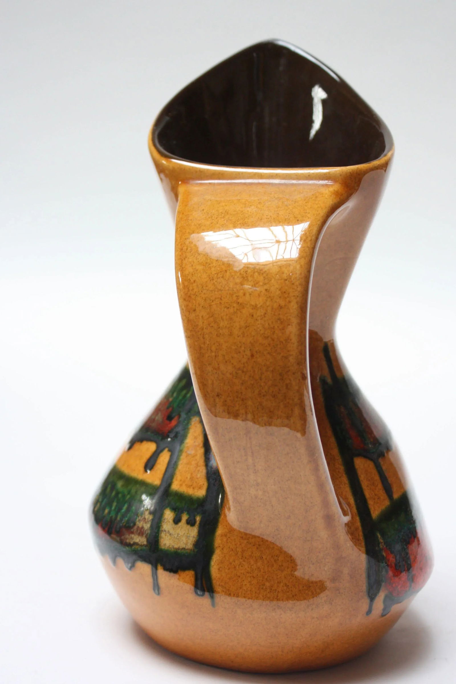 Mid-Century Israeli Studio Pottery Ochre Pitcher by Kernat - 3