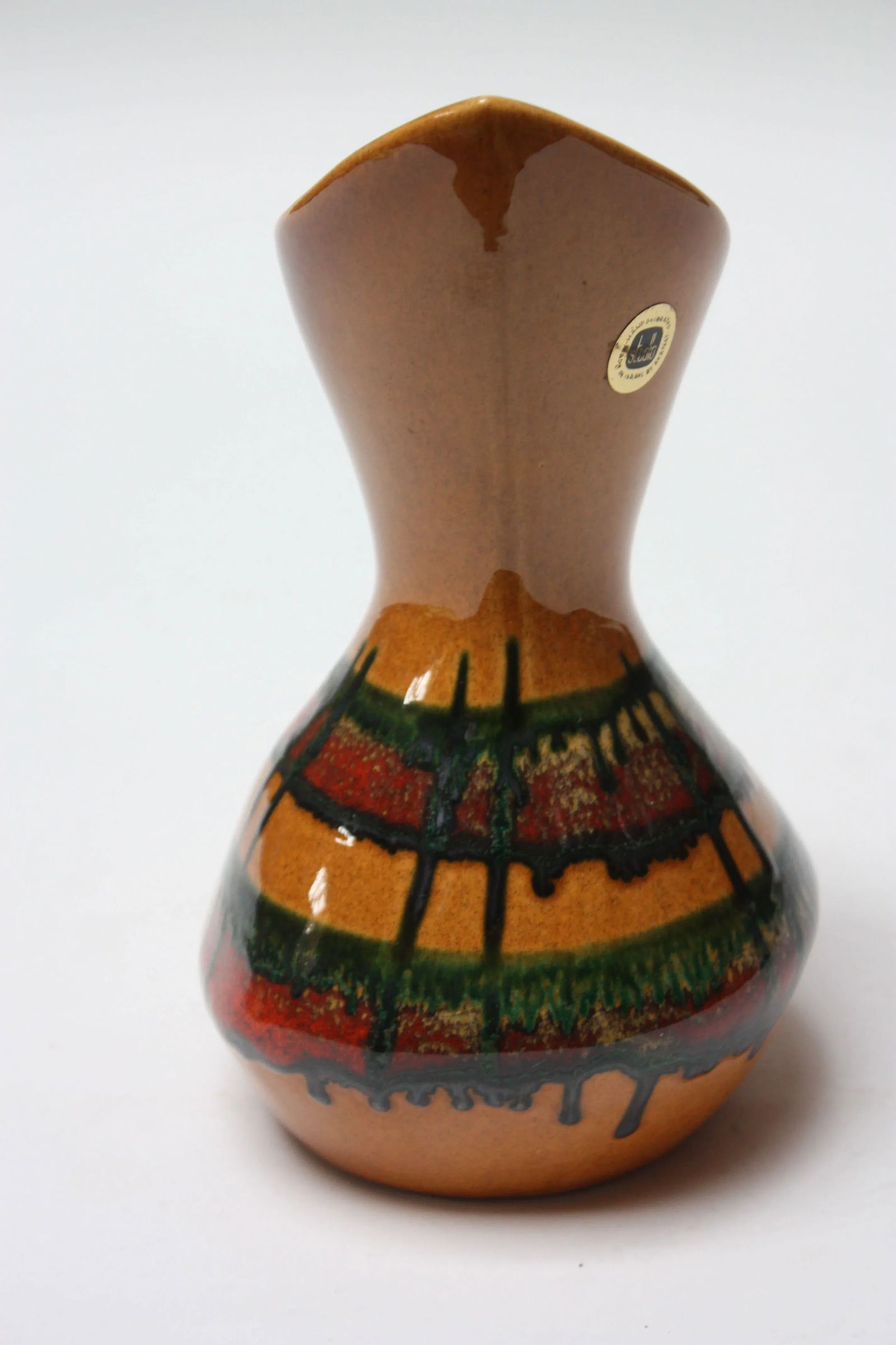 Mid-Century Israeli Studio Pottery Ochre Pitcher by Kernat - 4