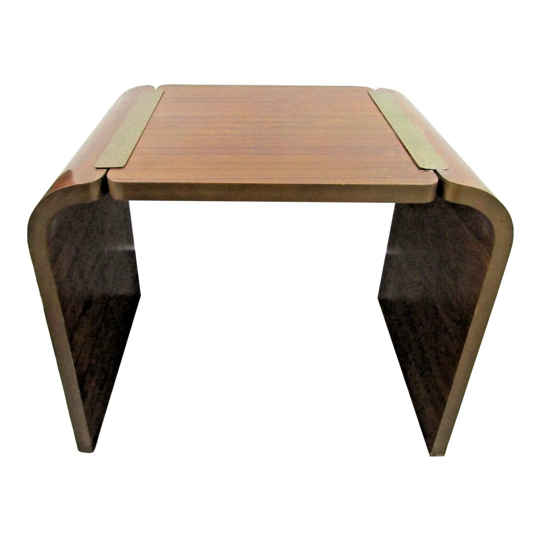 1960s Mid-Century Modern Mahogany and Brass Waterfall End Table by Baker Furniture (1 of 10)