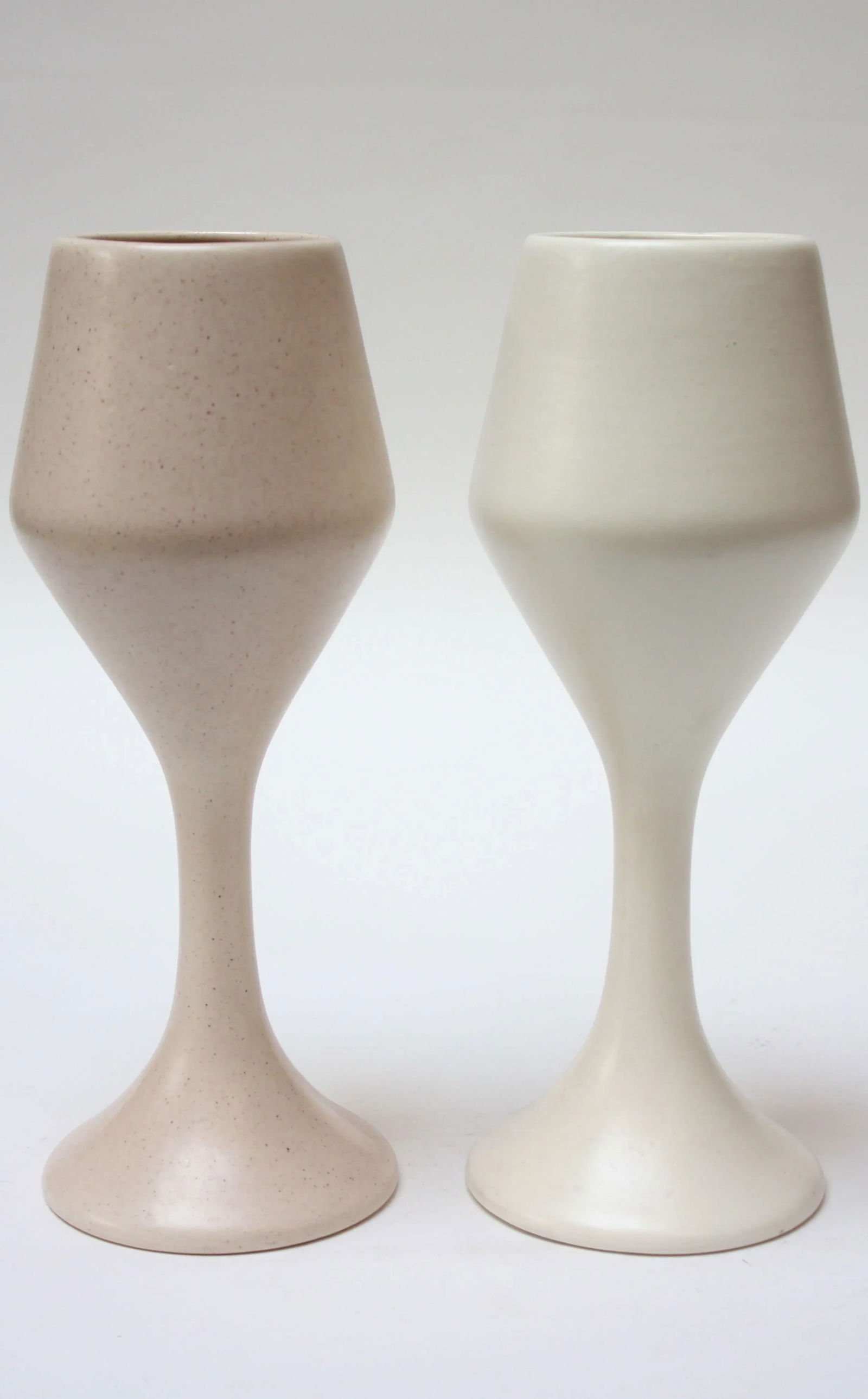 Large Haeger Ceramic Goblets / Chalices in Pink and White - a Pair - 12