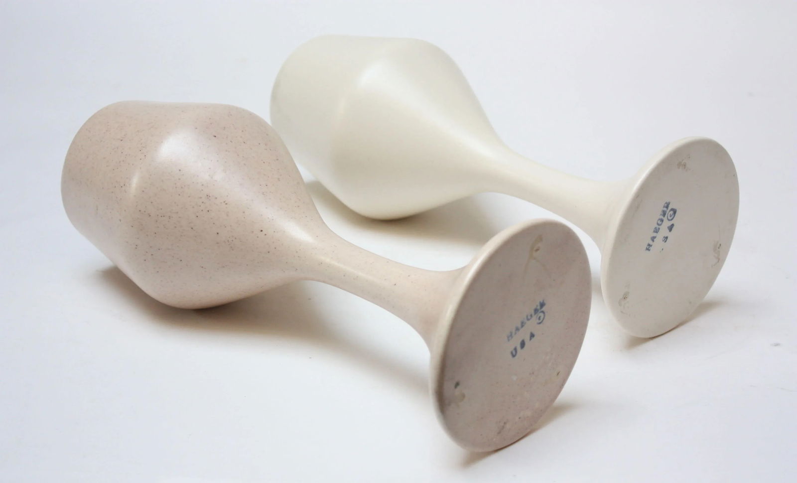 Large Haeger Ceramic Goblets / Chalices in Pink and White - a Pair - 2