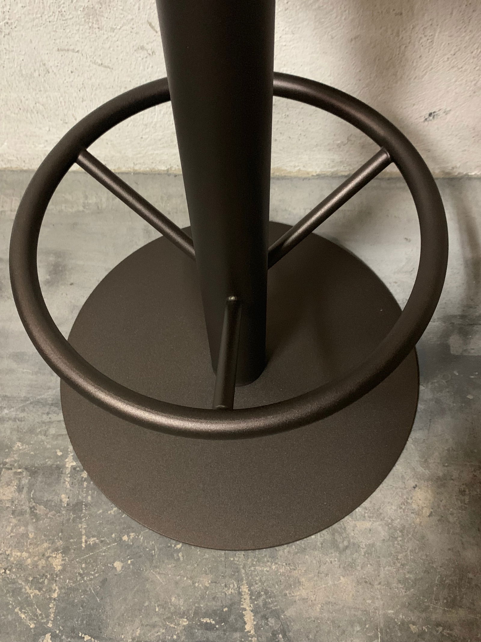 New Industrial Wrought Iron Shop Stool With Turquoise Wood Seat - 7