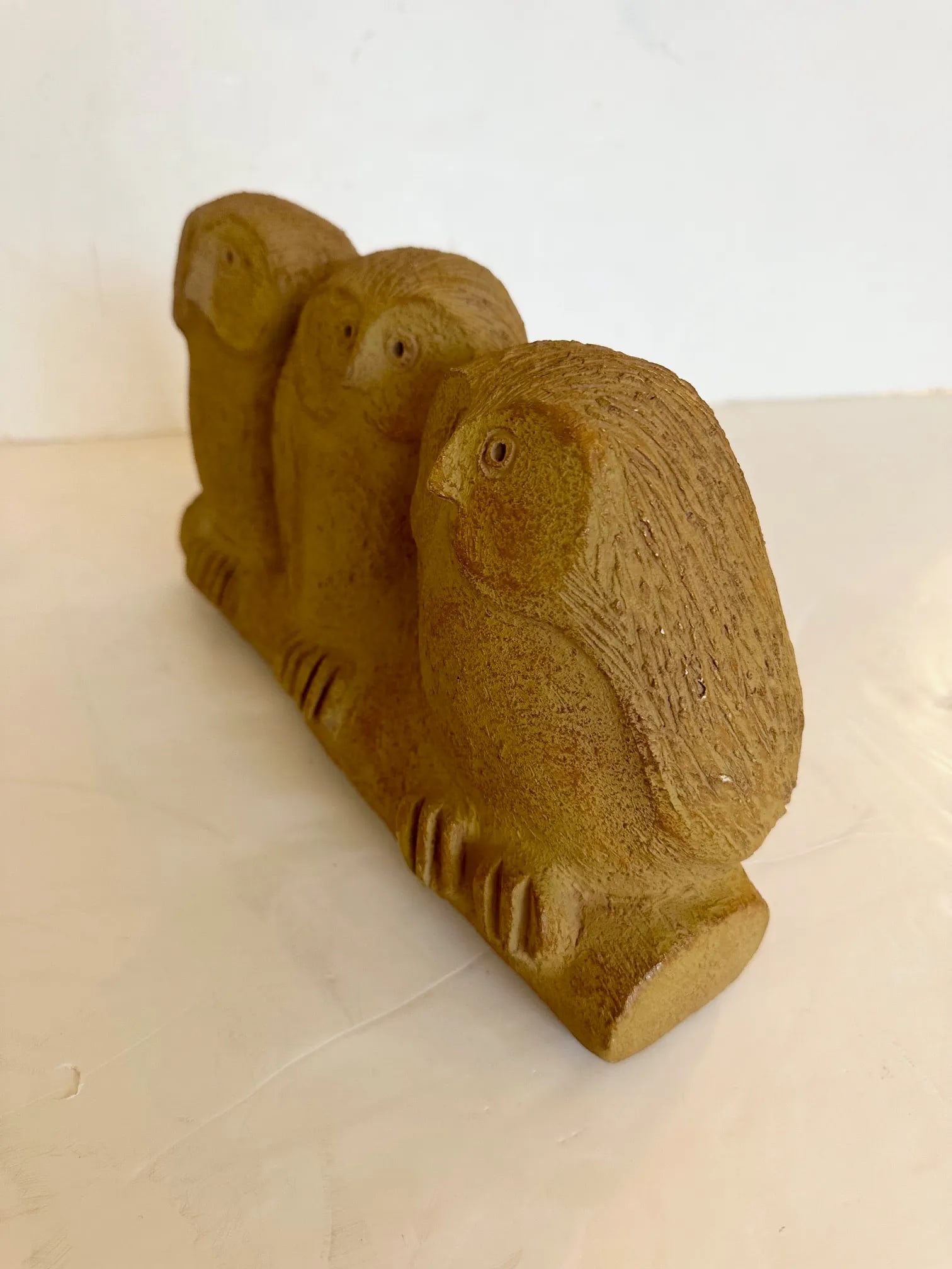 Mid Century Modern Picasso Style Stoneware Sculpture of Owls - 5