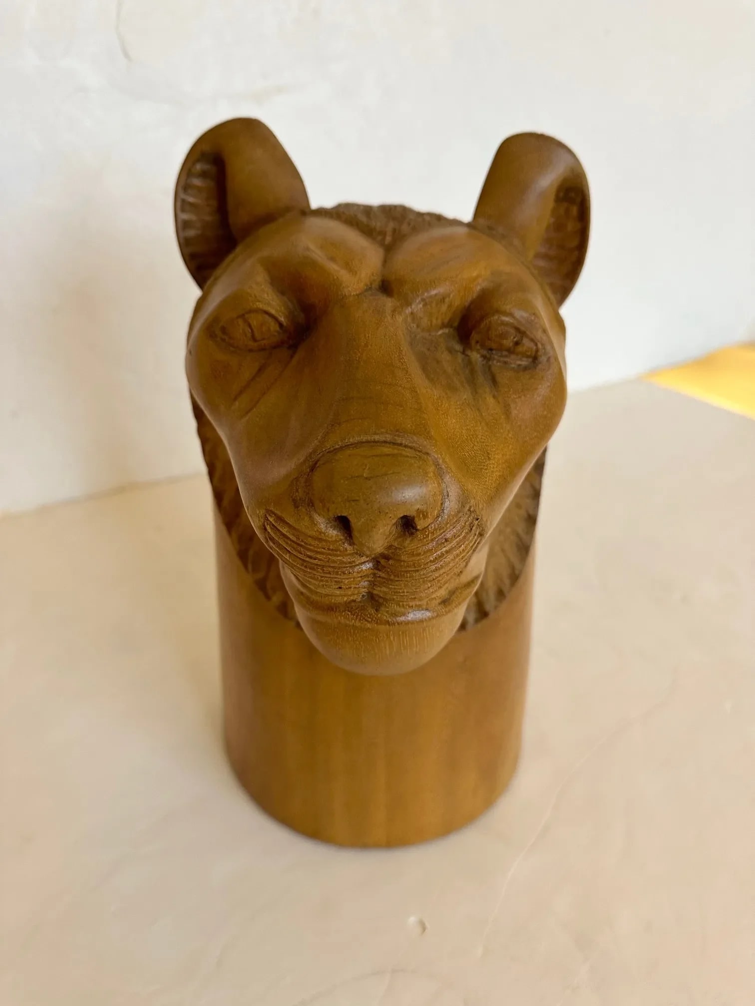 Carved Wood Sculpture of a Tiger's Head - 8