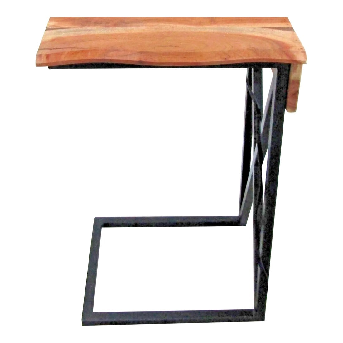 Acacia Live Edge Wood Side Table With Black Iron Frame Electrical Usb Outlets (1 of 8)