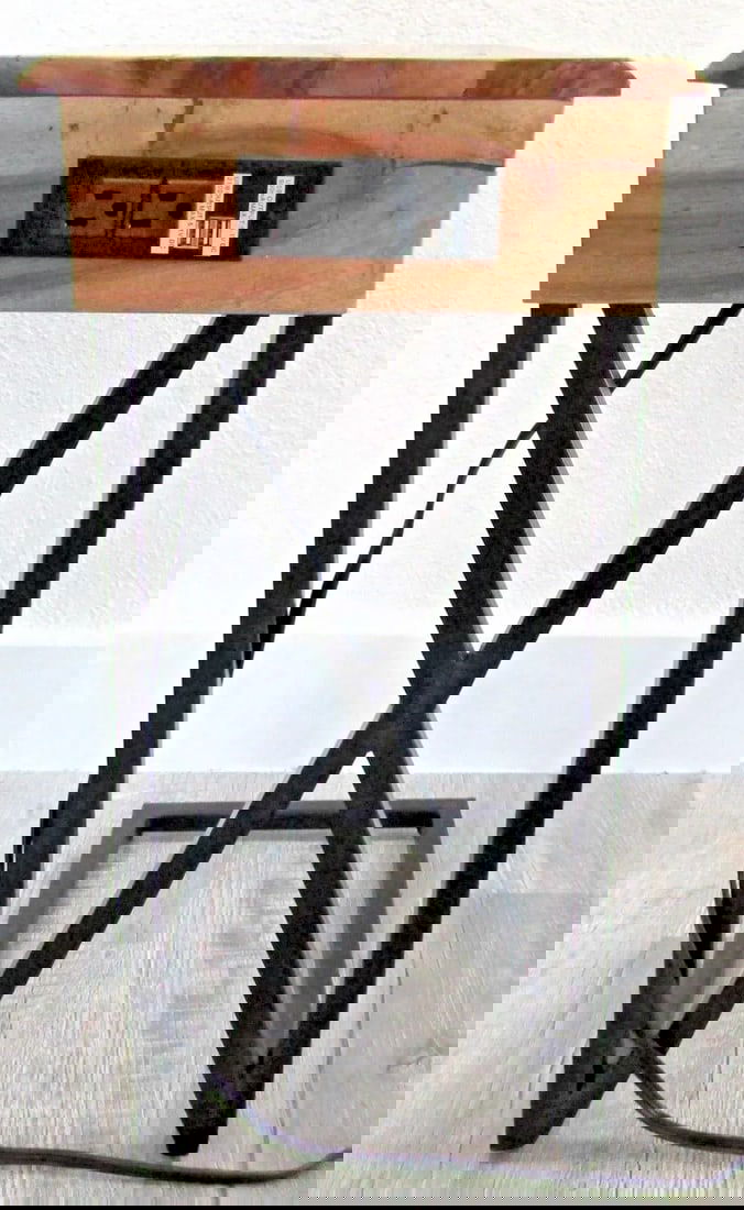 Acacia Live Edge Wood Side Table With Black Iron Frame Electrical Usb Outlets - 5