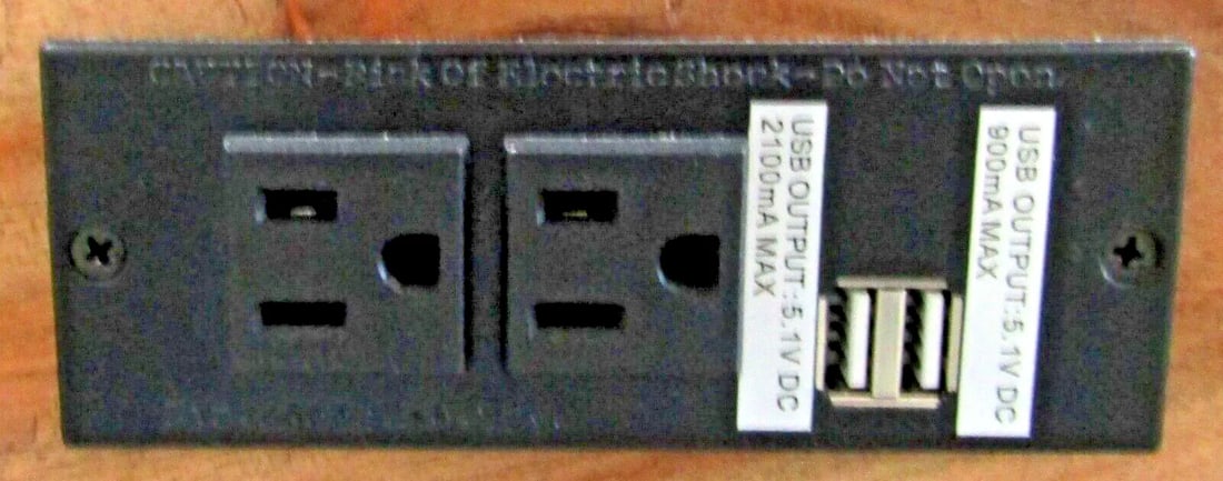 Acacia Live Edge Wood Side Table With Black Iron Frame Electrical Usb Outlets - 6