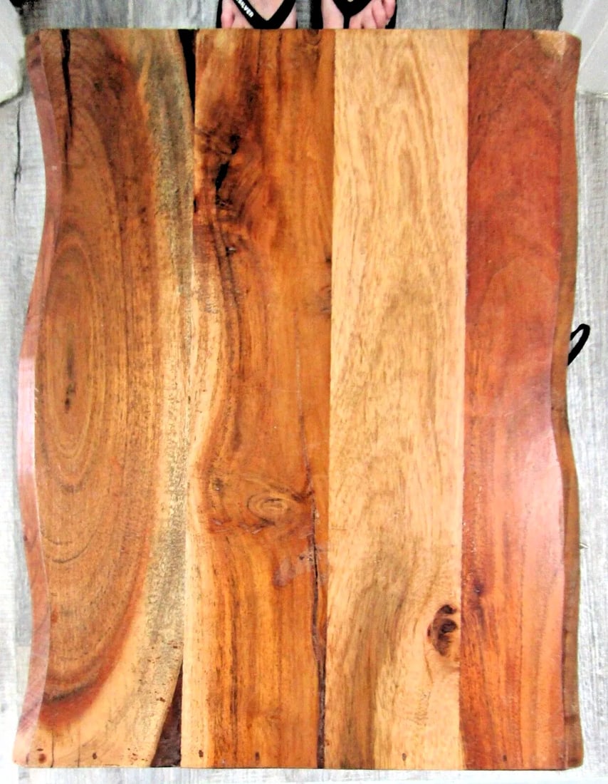 Acacia Live Edge Wood Side Table With Black Iron Frame Electrical Usb Outlets - 7