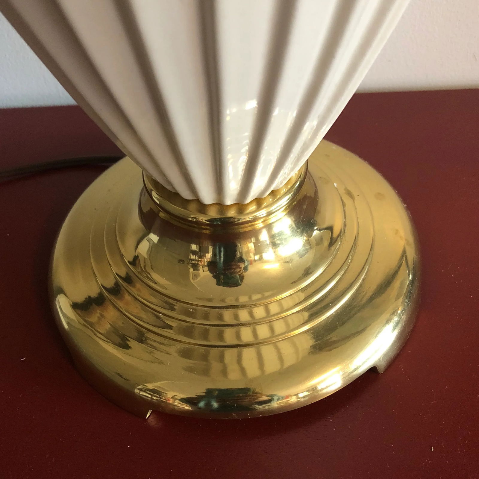1970s Brass and White Ceramic Reticulated Lamp - 2