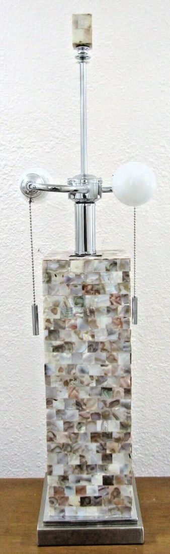 1990s Cannon Seashell and Crystal Led Table Lamp With Shade - 2