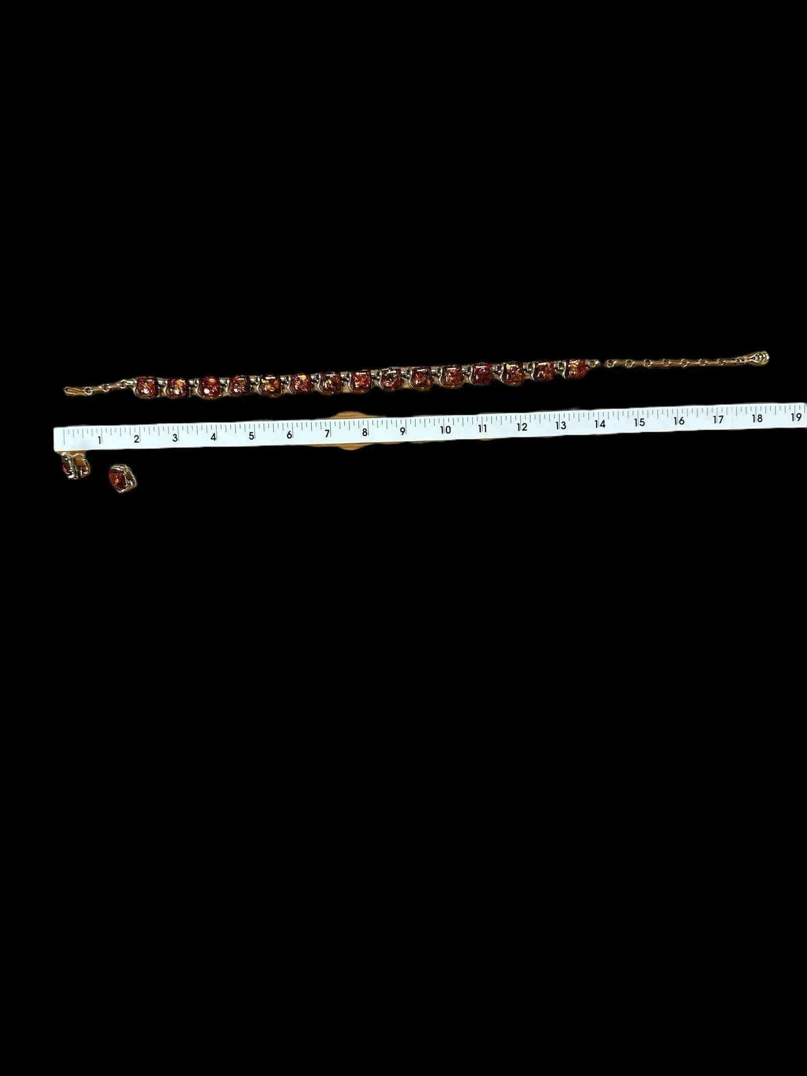 Vintage 1950's Coro Autumn Lucite Confetti Burnt Necklace and Earrings Set Orange Gold Flakes - 3 Pi - 11