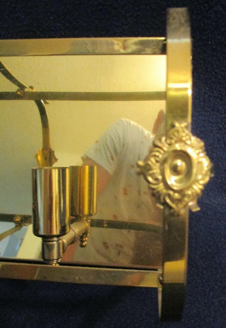 Vintage Brass Three Light Cage Floral Medallion Entryway Wall Light Fixture - 3