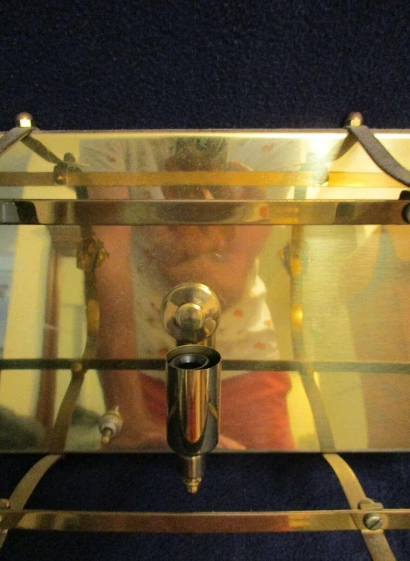 Vintage Brass Three Light Cage Floral Medallion Entryway Wall Light Fixture - 5