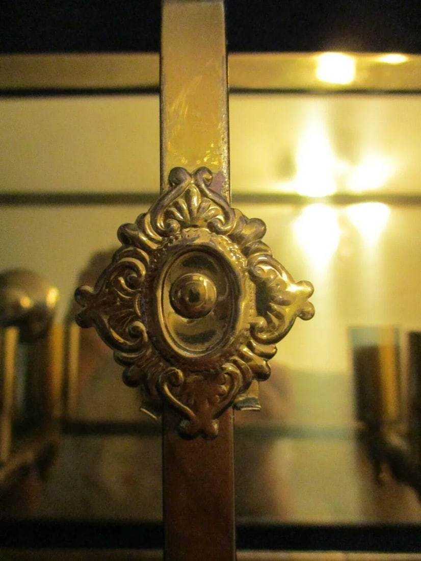 Vintage Brass Three Light Cage Floral Medallion Entryway Wall Light Fixture - 8