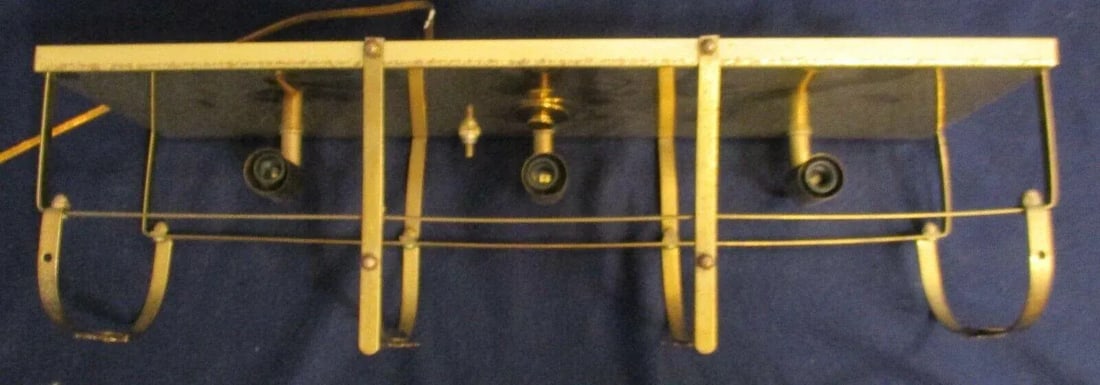 Vintage Brass Three Light Cage Floral Medallion Entryway Wall Light Fixture - 9