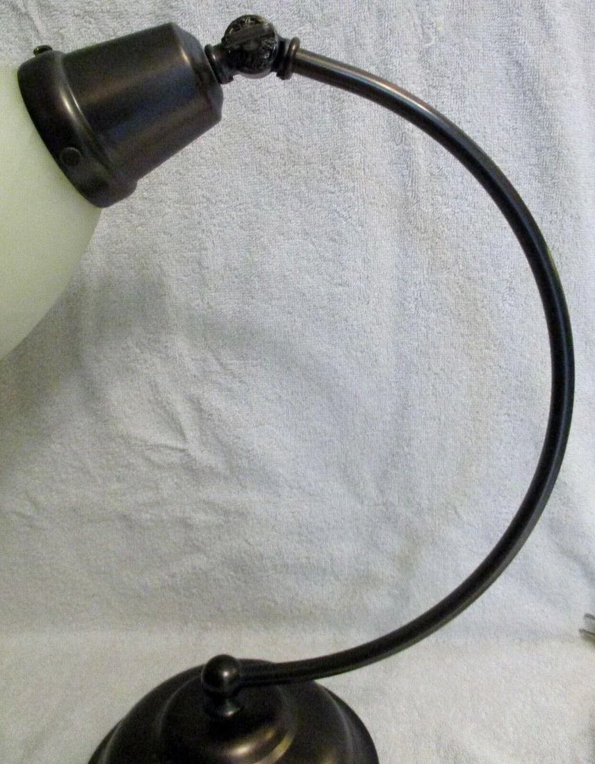 1990s OttLite Bronze Alabaster Shade Table Desk Lamp - 7