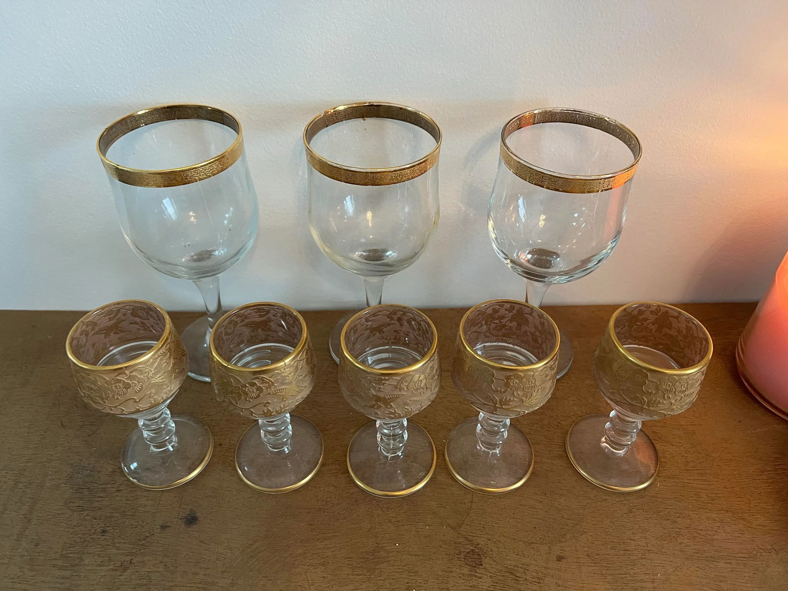 1970s Collection of Glasses With Brass Details - Set of 8 - 7