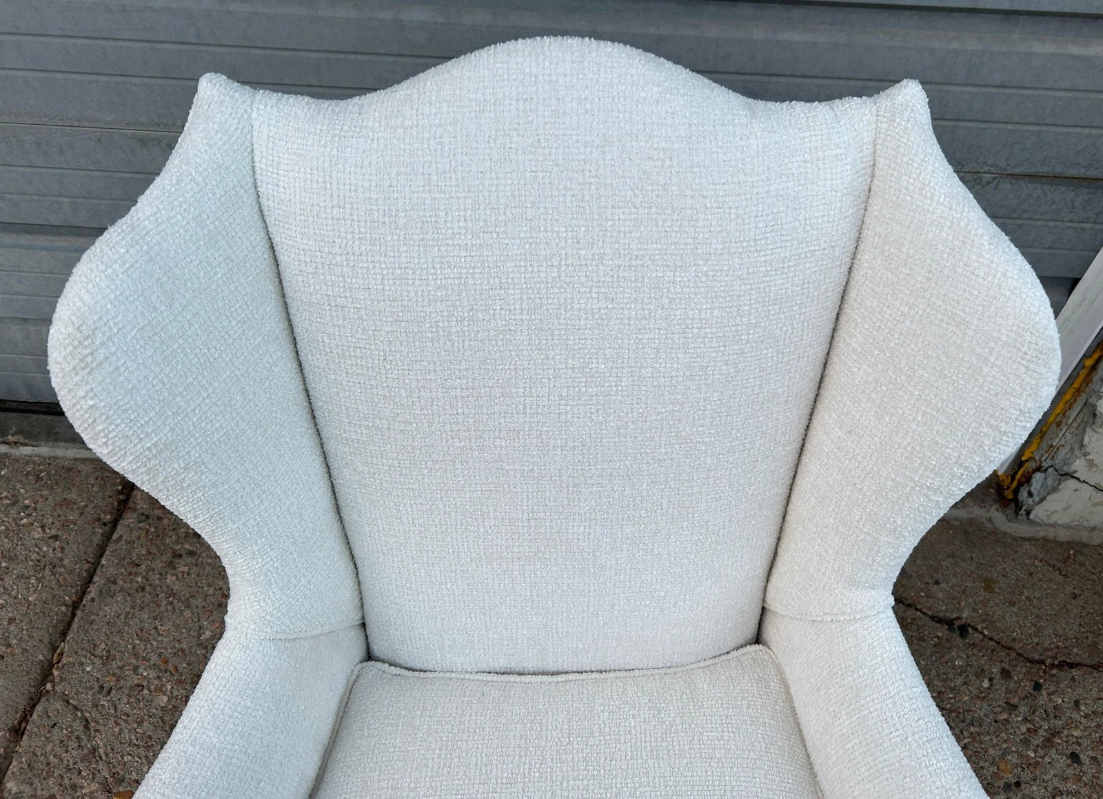1980s Vintage Lee Industries Lyrical Snow Upholstered Wingback Arm Chair - 10