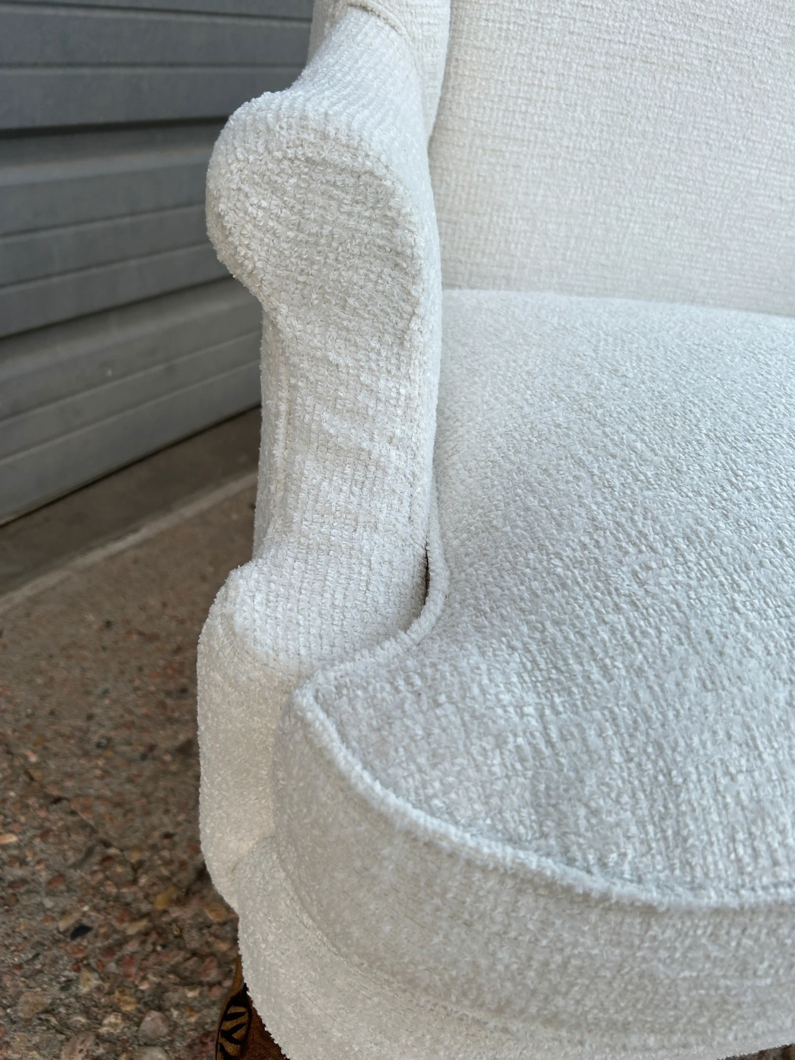 1980s Vintage Lee Industries Lyrical Snow Upholstered Wingback Arm Chair - 12