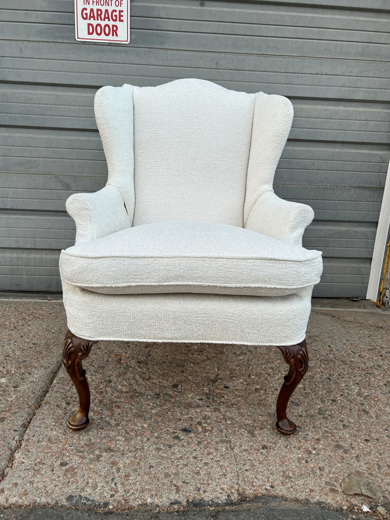 1980s Vintage Lee Industries Lyrical Snow Upholstered Wingback Arm Chair - 8