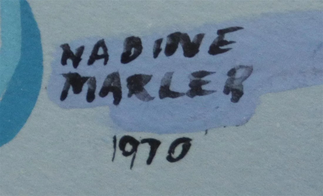 Original Signed "Rock Climbing at the Waterfall" by Nadine Marler (20th C.) Cherokee, 1970 - 4