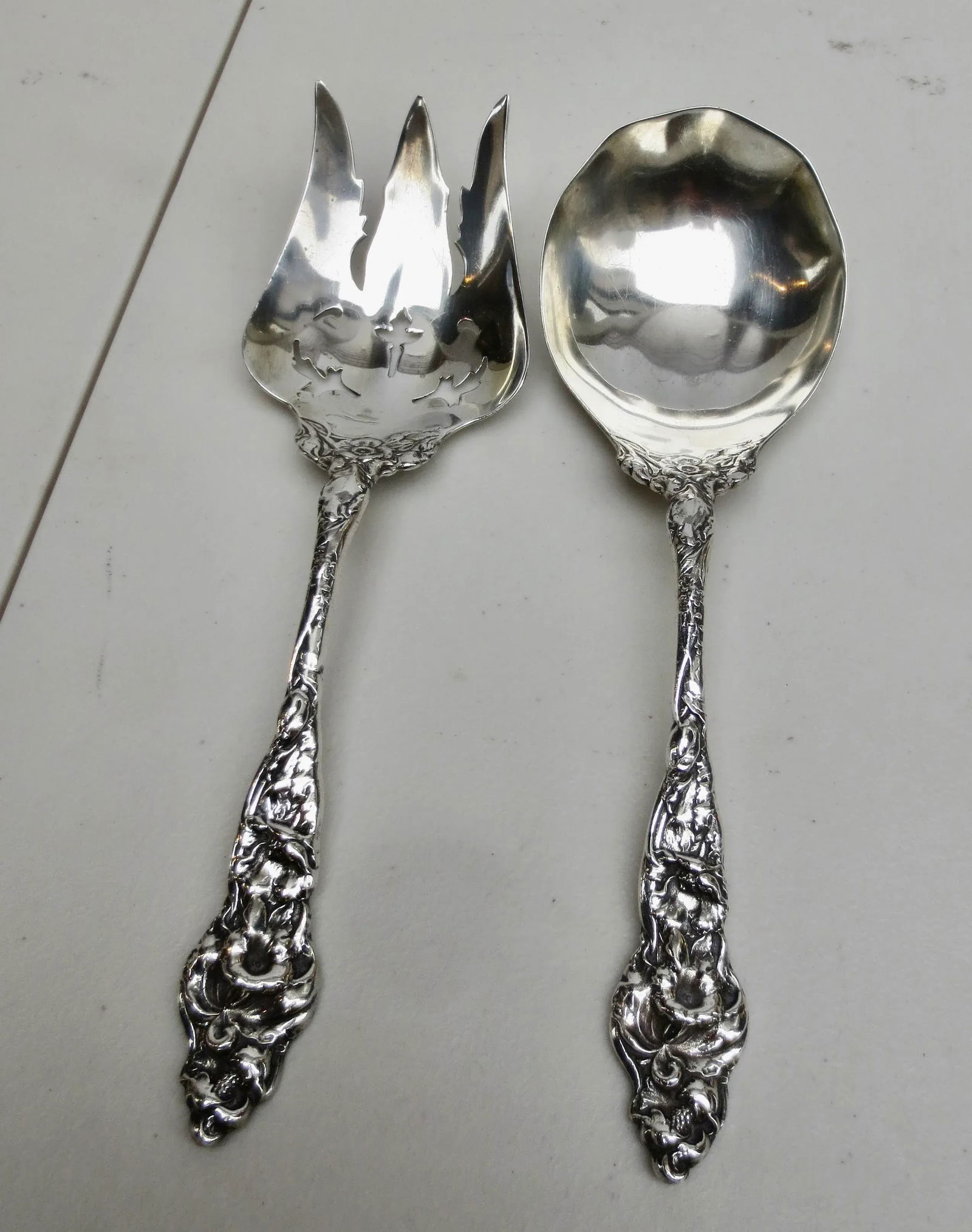 Vintage Sterling Silver Art Nouveau Serving Set -A Pair of 2 - 2