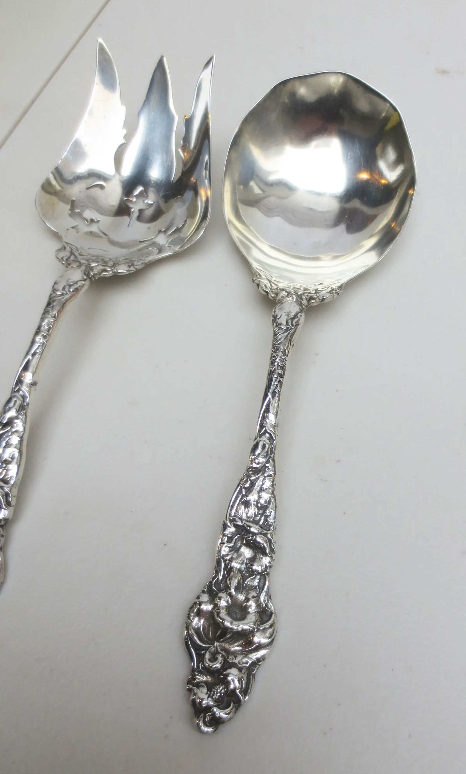 Vintage Sterling Silver Art Nouveau Serving Set -A Pair of 2 - 3