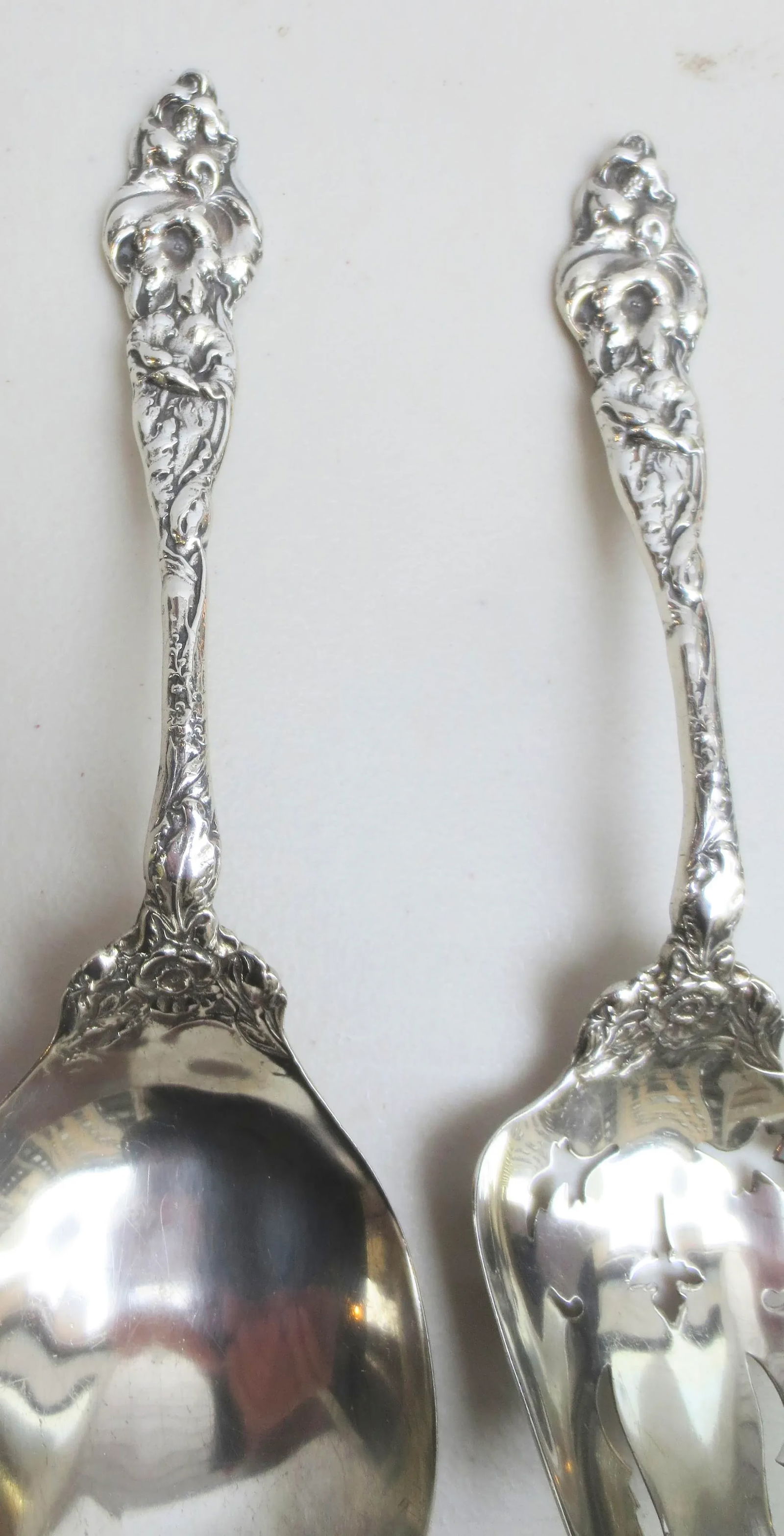 Vintage Sterling Silver Art Nouveau Serving Set -A Pair of 2 - 7