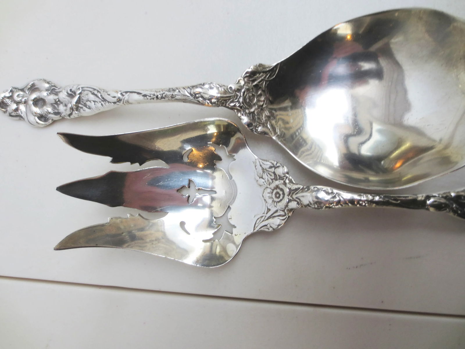 Vintage Sterling Silver Art Nouveau Serving Set -A Pair of 2 - 8