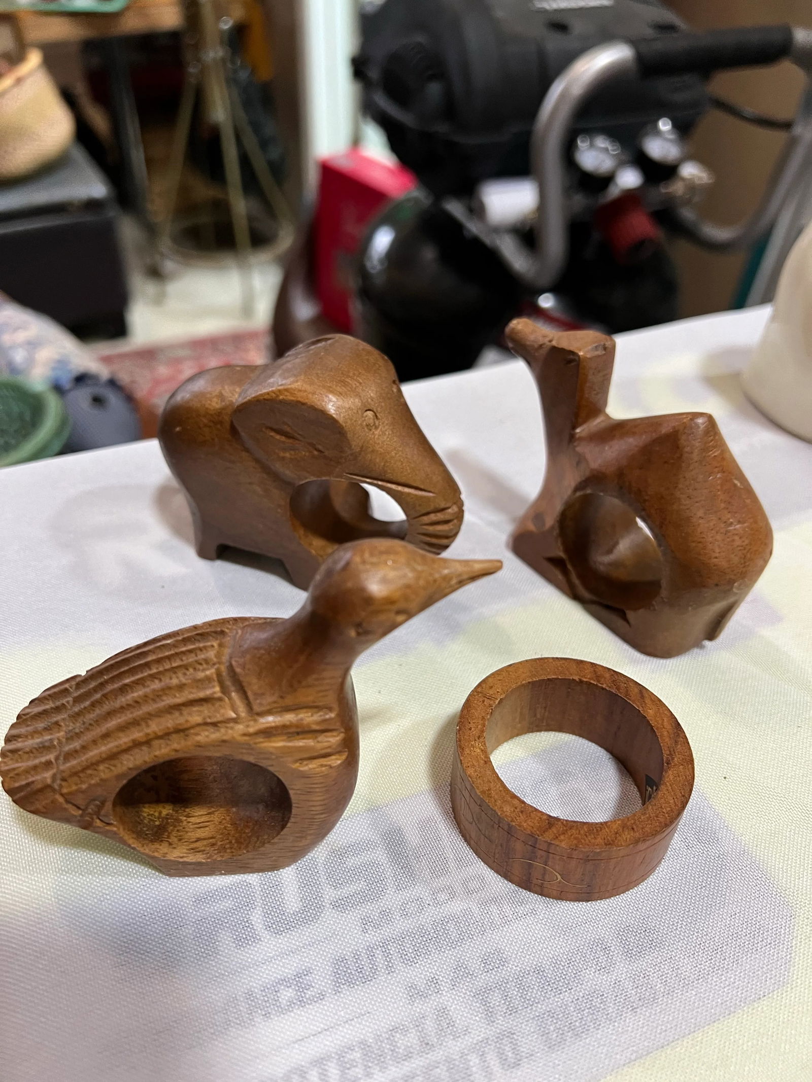 1970s Collection of Wooden Animal Napkin Rings- Set of 4 - 2