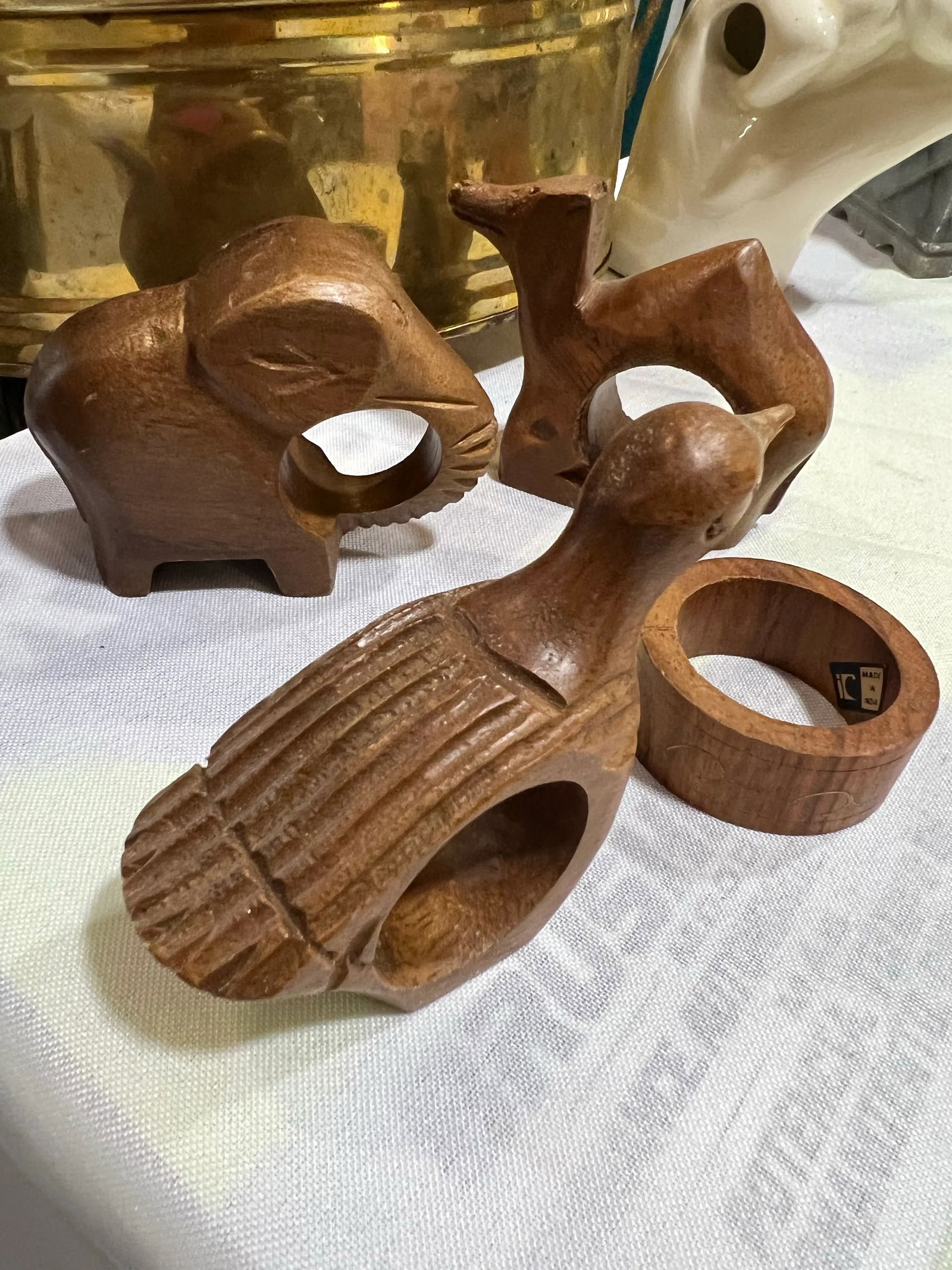 1970s Collection of Wooden Animal Napkin Rings- Set of 4 - 3