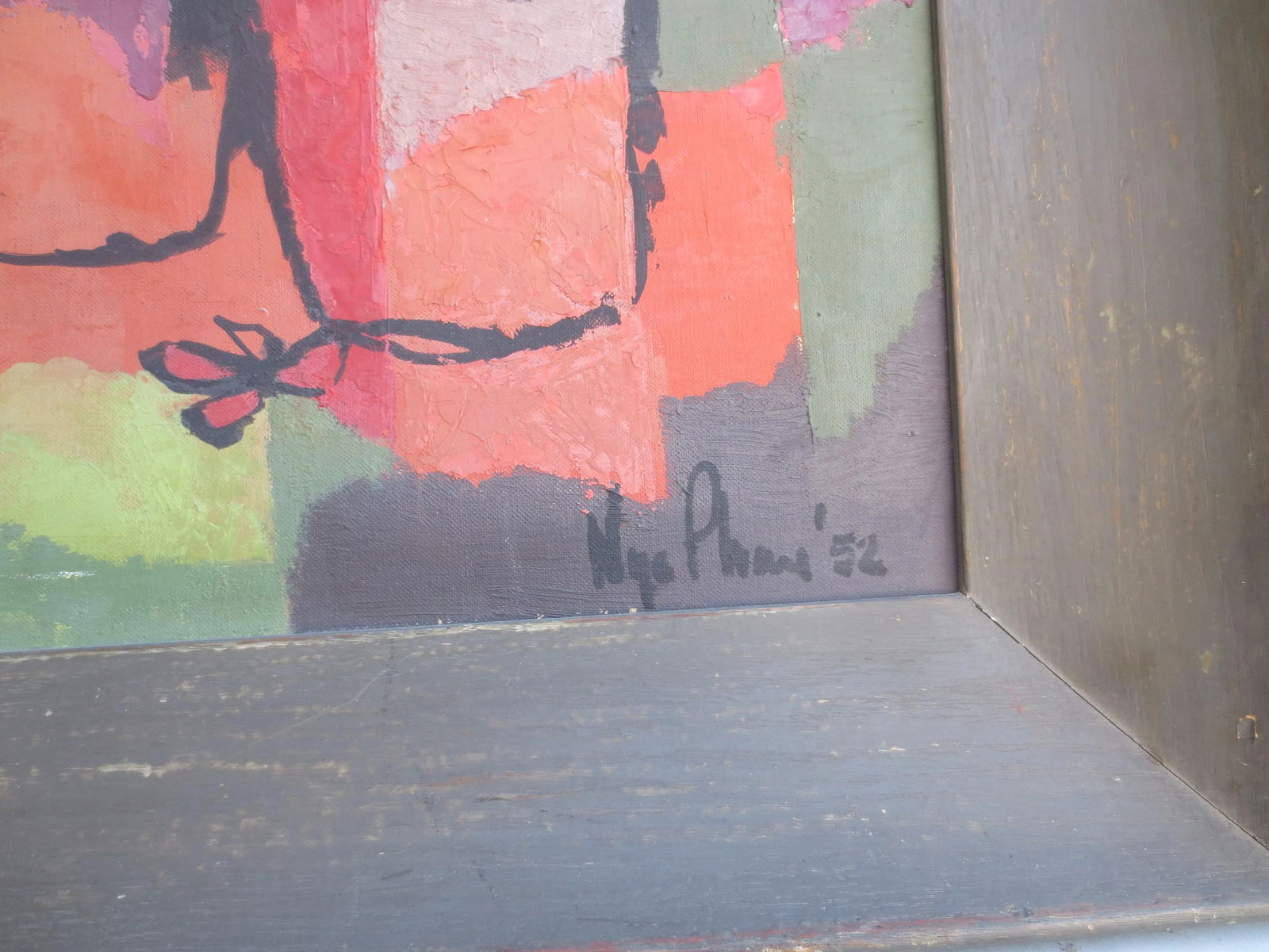 French Indo-Chine Artist Nye Phai Abstract Still Life Painting 1952 - 2