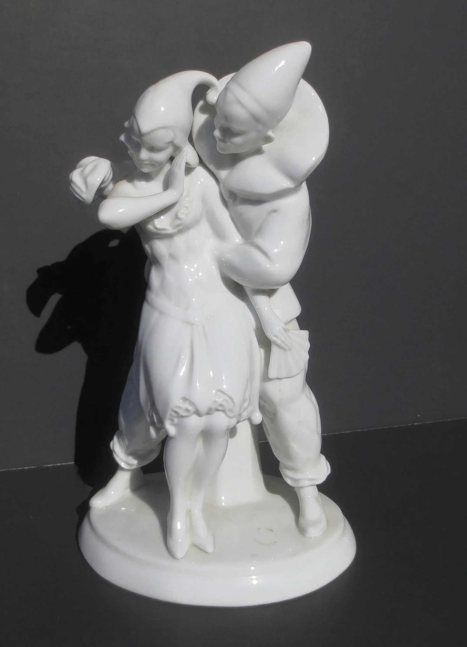 Pierrot and Pierrette Blanc De Chine Porcelain Figures Circa 1920's - 2