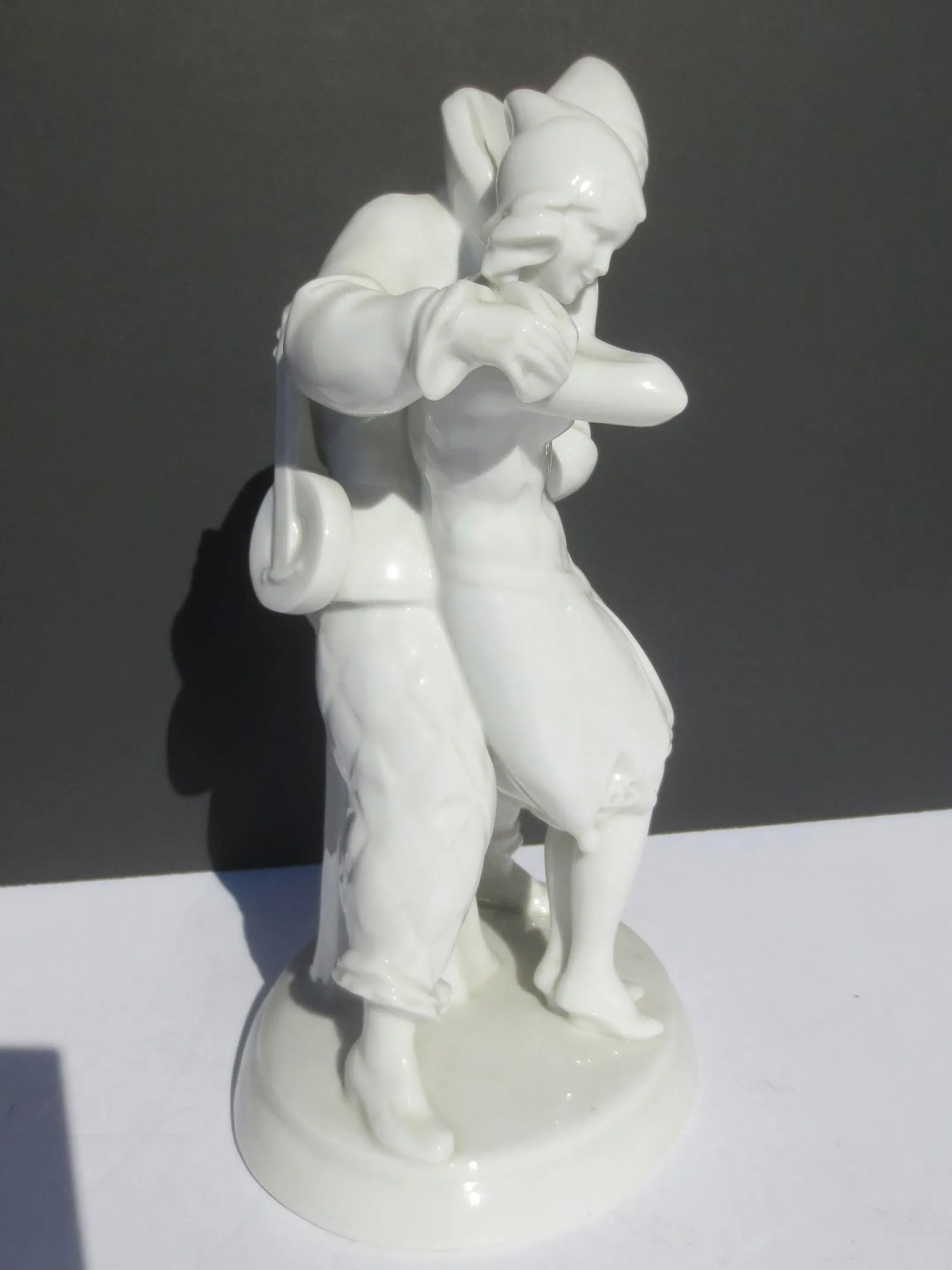 Pierrot and Pierrette Blanc De Chine Porcelain Figures Circa 1920's - 3