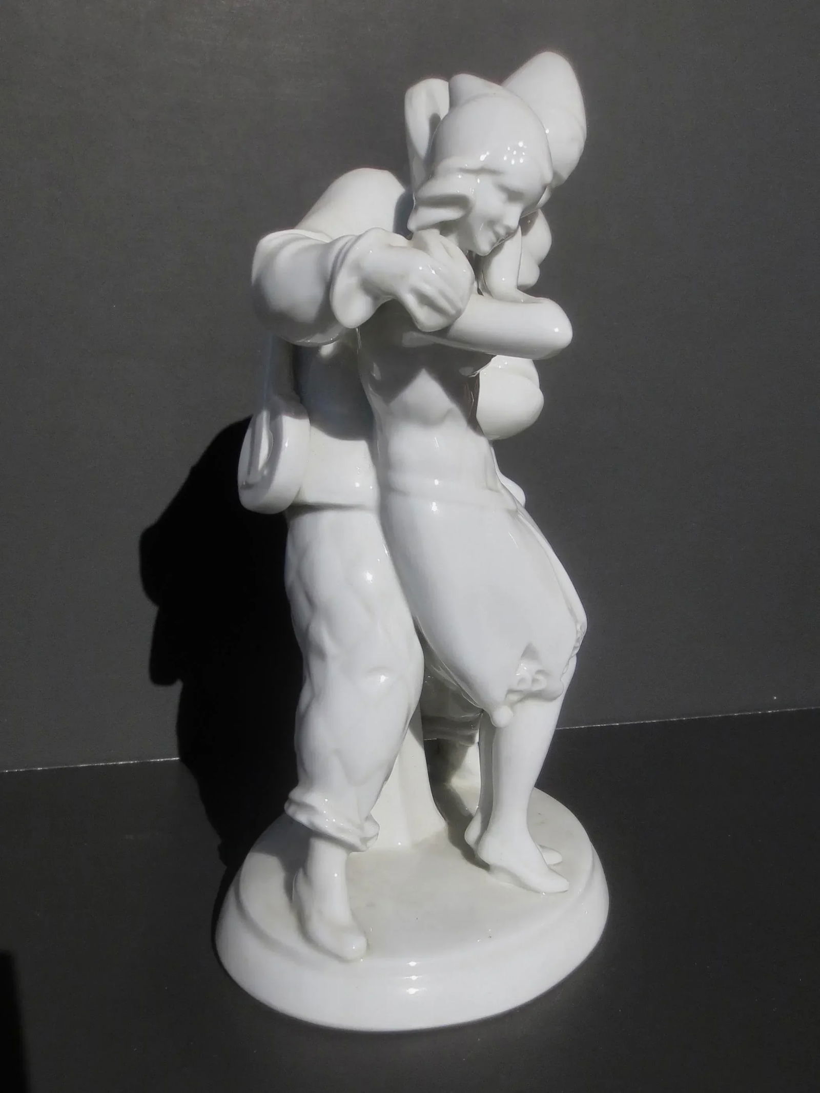 Pierrot and Pierrette Blanc De Chine Porcelain Figures Circa 1920's - 8