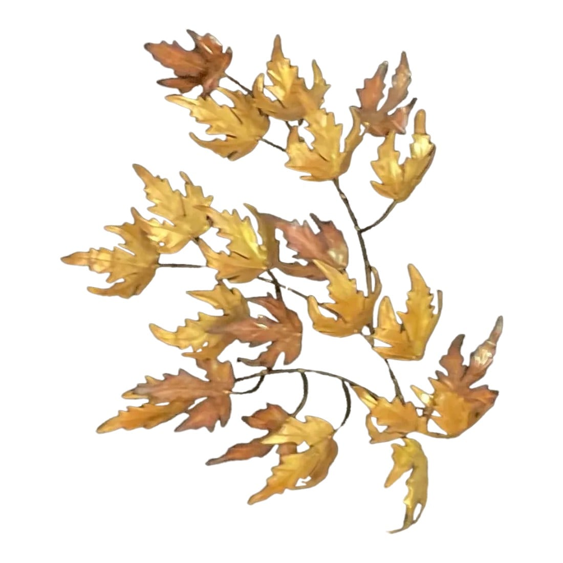 Vintage Autumn Leaves Maple Leaf Metal Wall Hanging Sculpture, C. Jere' Style (1 of 12)