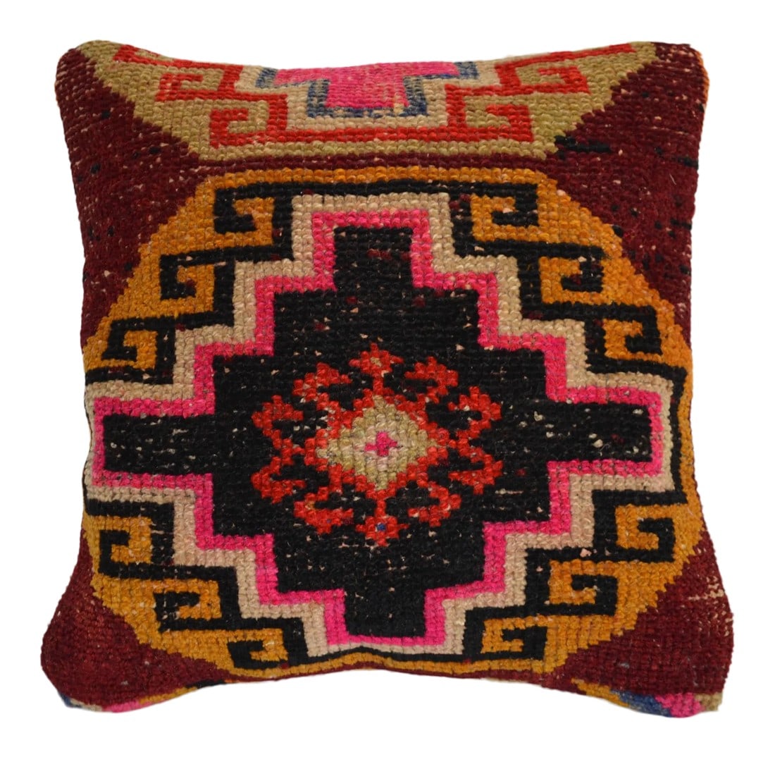 15" Vintage Hand Knotted Pillow Cover From Turkish Rug (1 of 7)