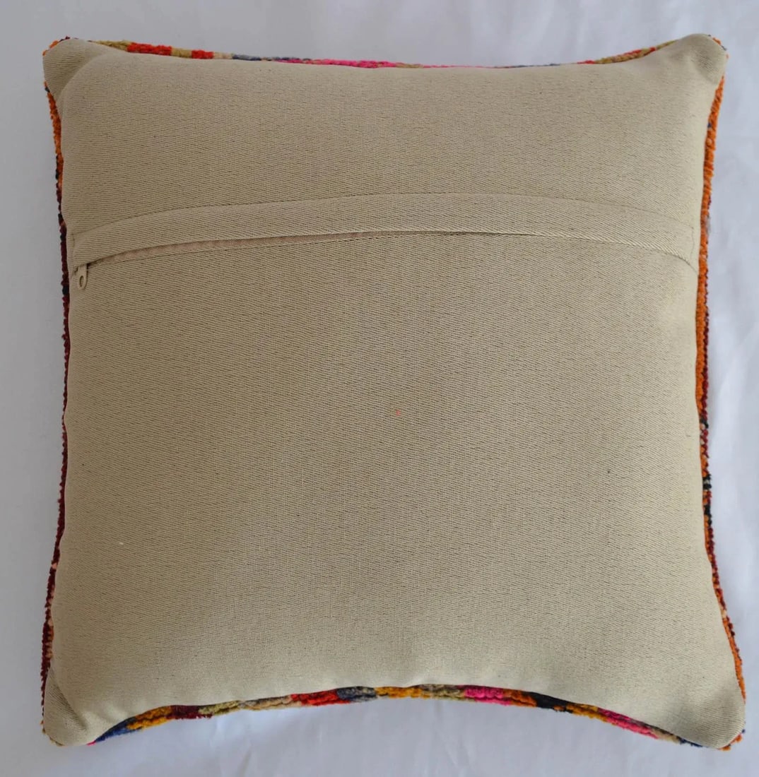 15" Vintage Hand Knotted Pillow Cover From Turkish Rug - 5