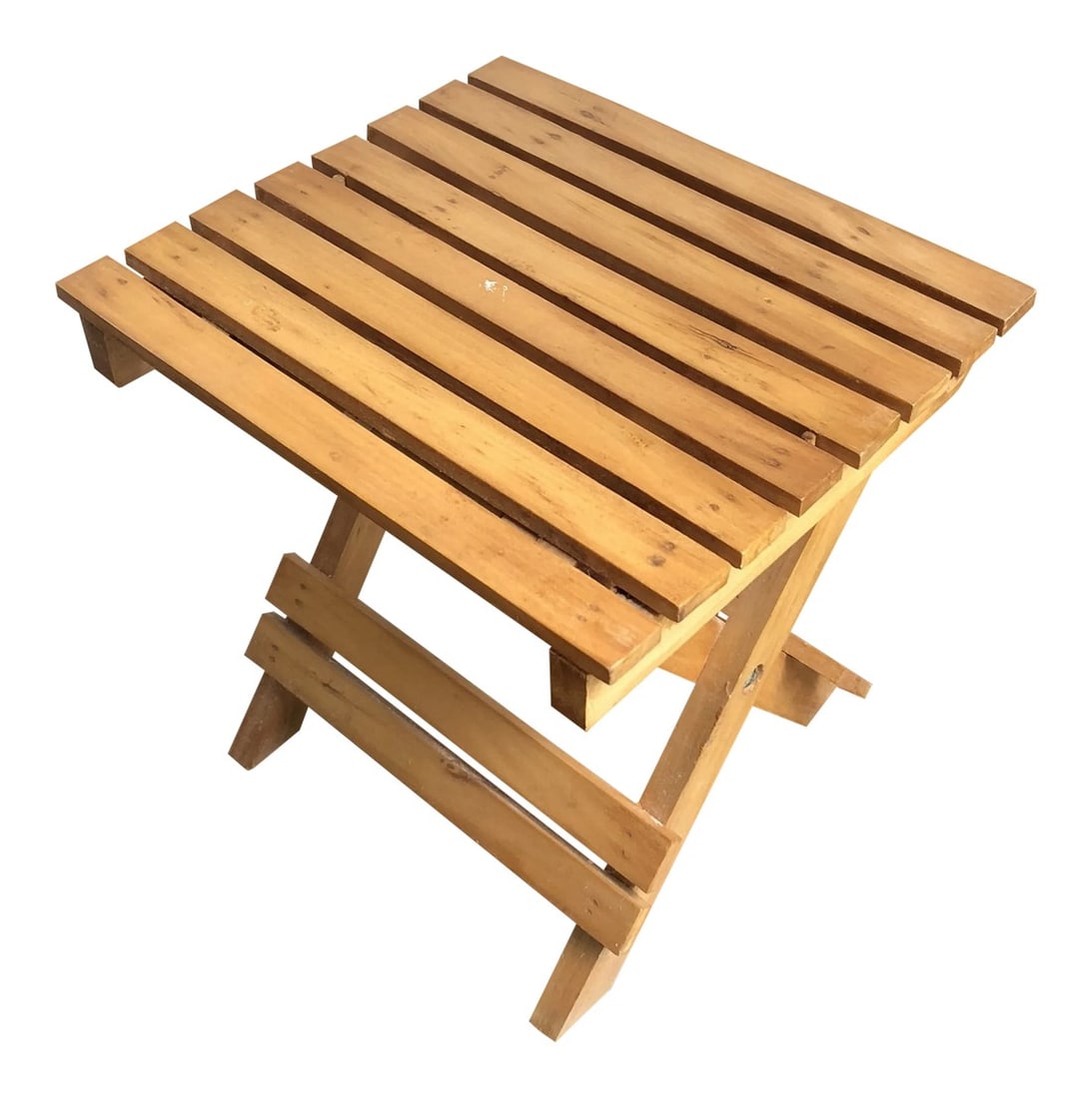 1970s Vintage Wood Compactable Stool (1 of 9)