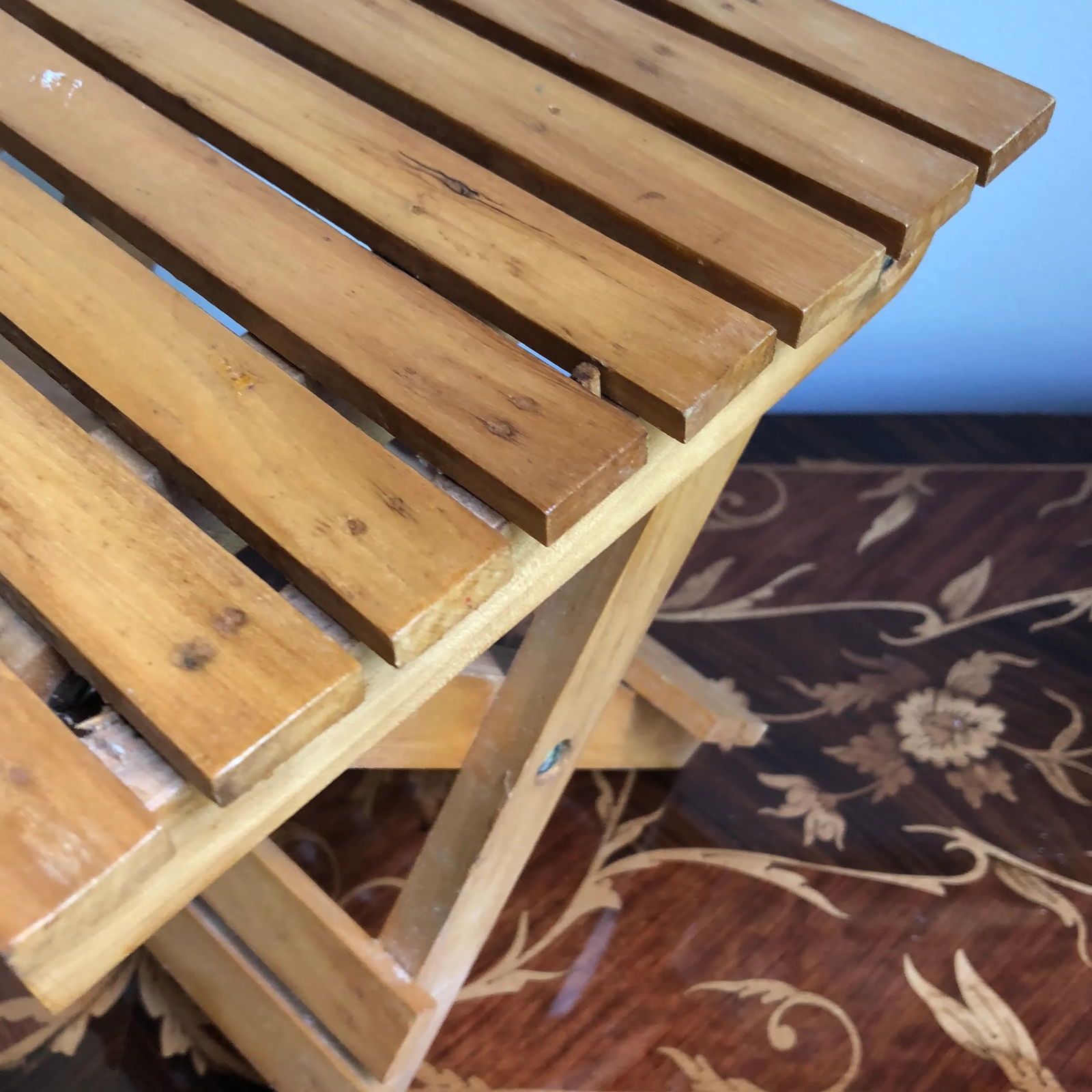 1970s Vintage Wood Compactable Stool - 2