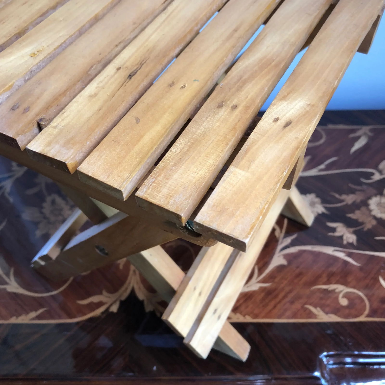 1970s Vintage Wood Compactable Stool - 3