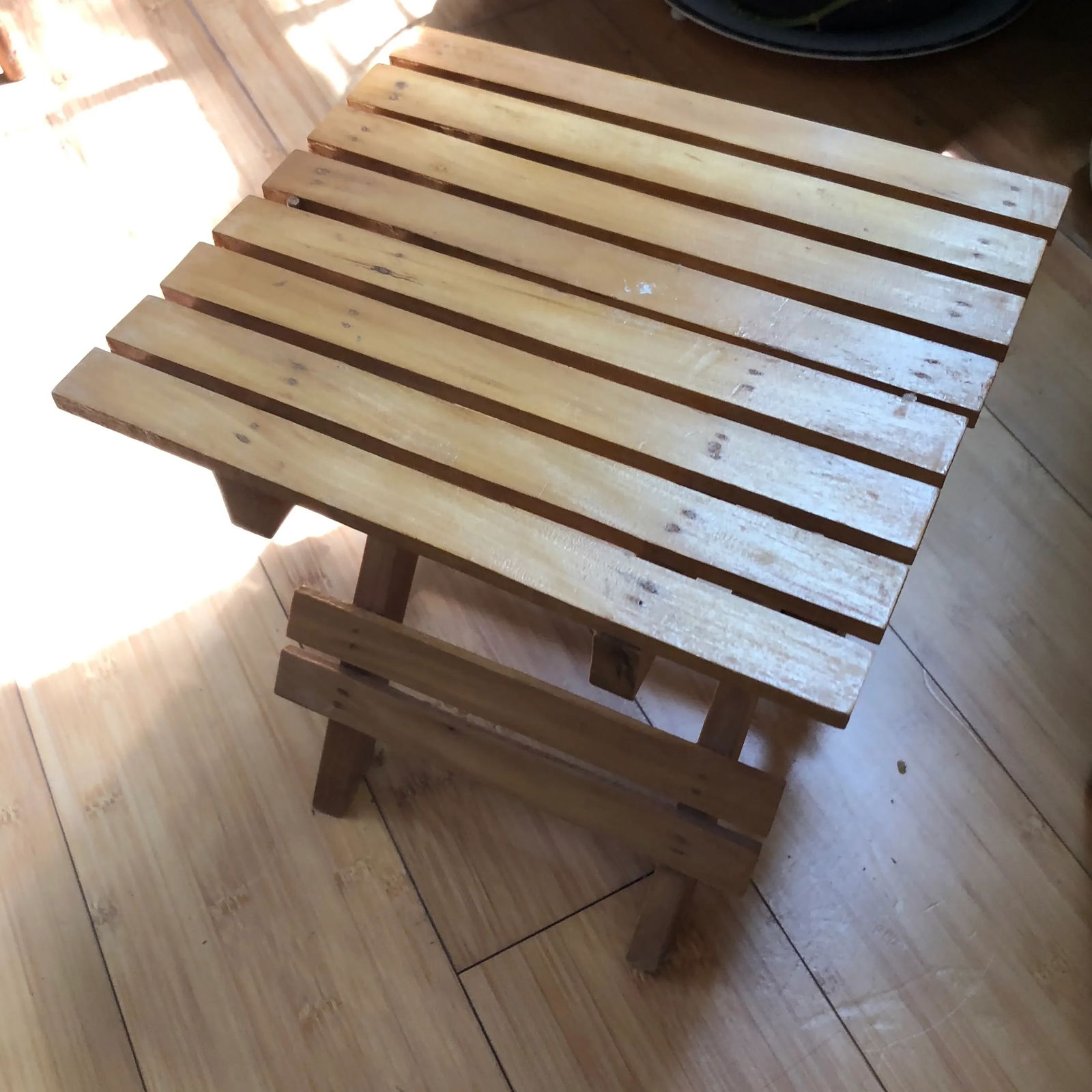 1970s Vintage Wood Compactable Stool - 7